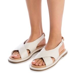 Women's Cream Off-White Real Leather Criss Cross Sandals US 11 Carmela EU 41 New